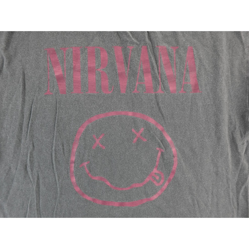 Kids Nirvana Smiley Face T Shirt Gray Short Sleeve Graphic‎ Tee - Picture 5 of 10